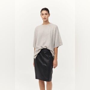 Chic St Agni Black Leather Skirt